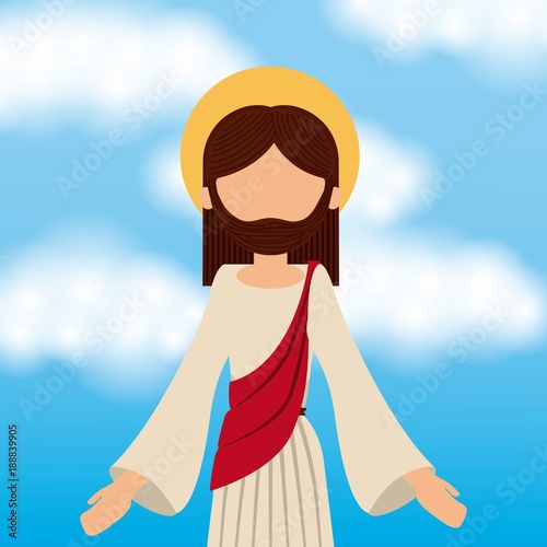 jesus christ ascension sky background vector illustration