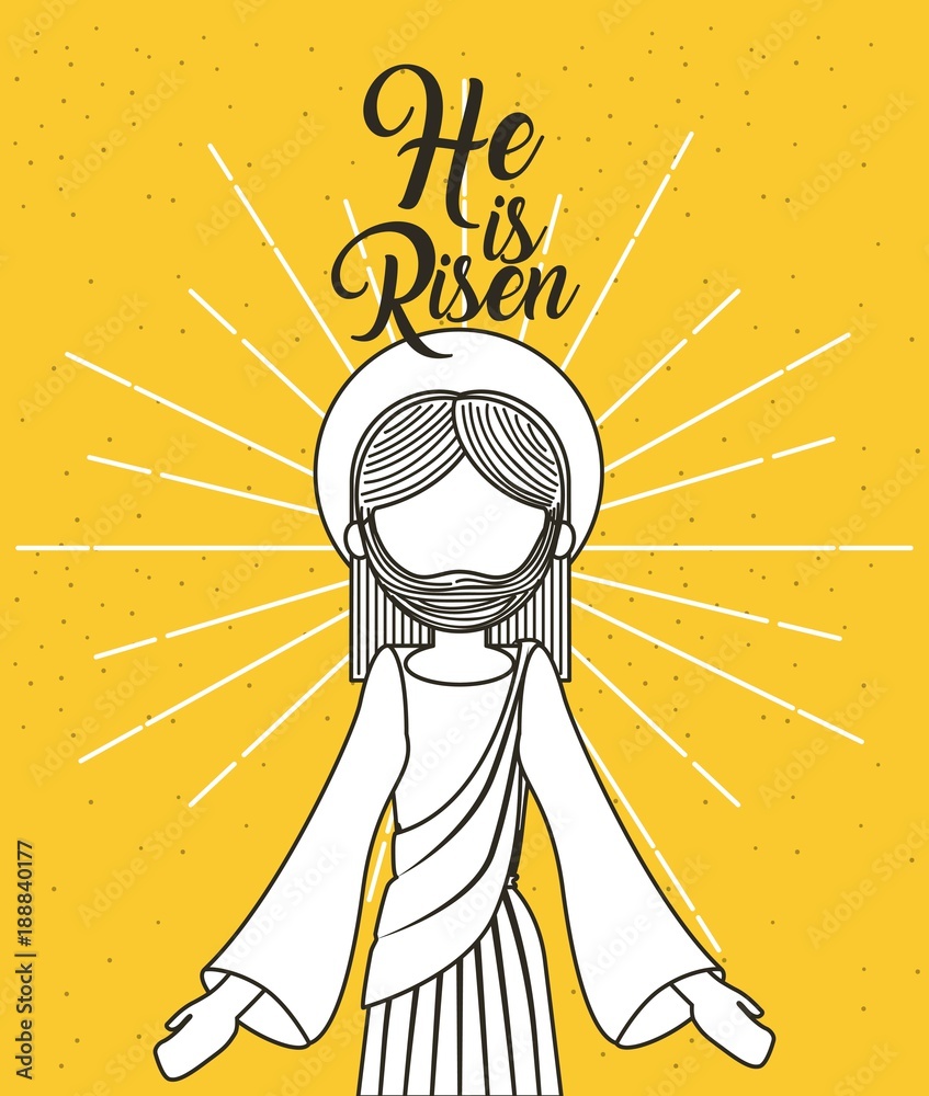 he is risen jesus christ religious poster vector illustration Stock ...