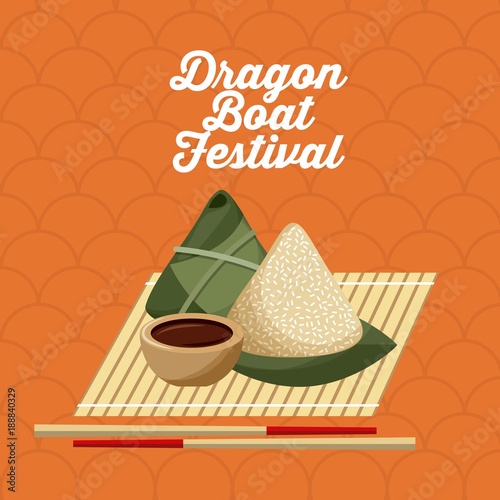 dragon boat festivel food rice dumpling and chopstick vector illustration photo