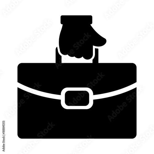 Hand holding a suitcase icon
