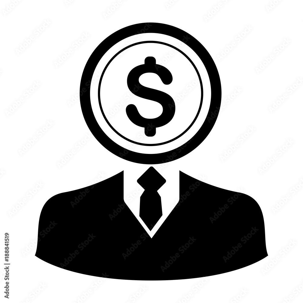 Coin head businessman character icon Coin head businessman character icon