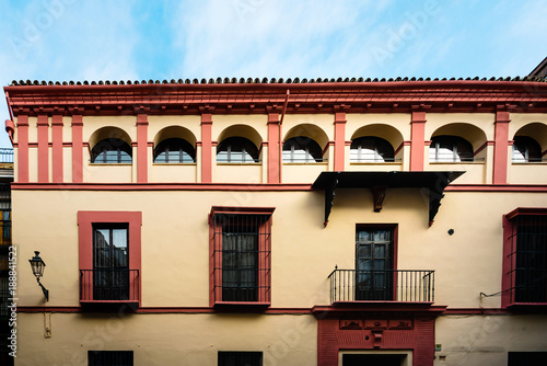 Andalusian style building in Sevilla city, Spain
