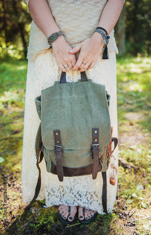 Boho sale canvas backpack
