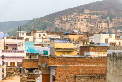 view from rooftop over the blue houses of Bundi, Rajasthan © schame87