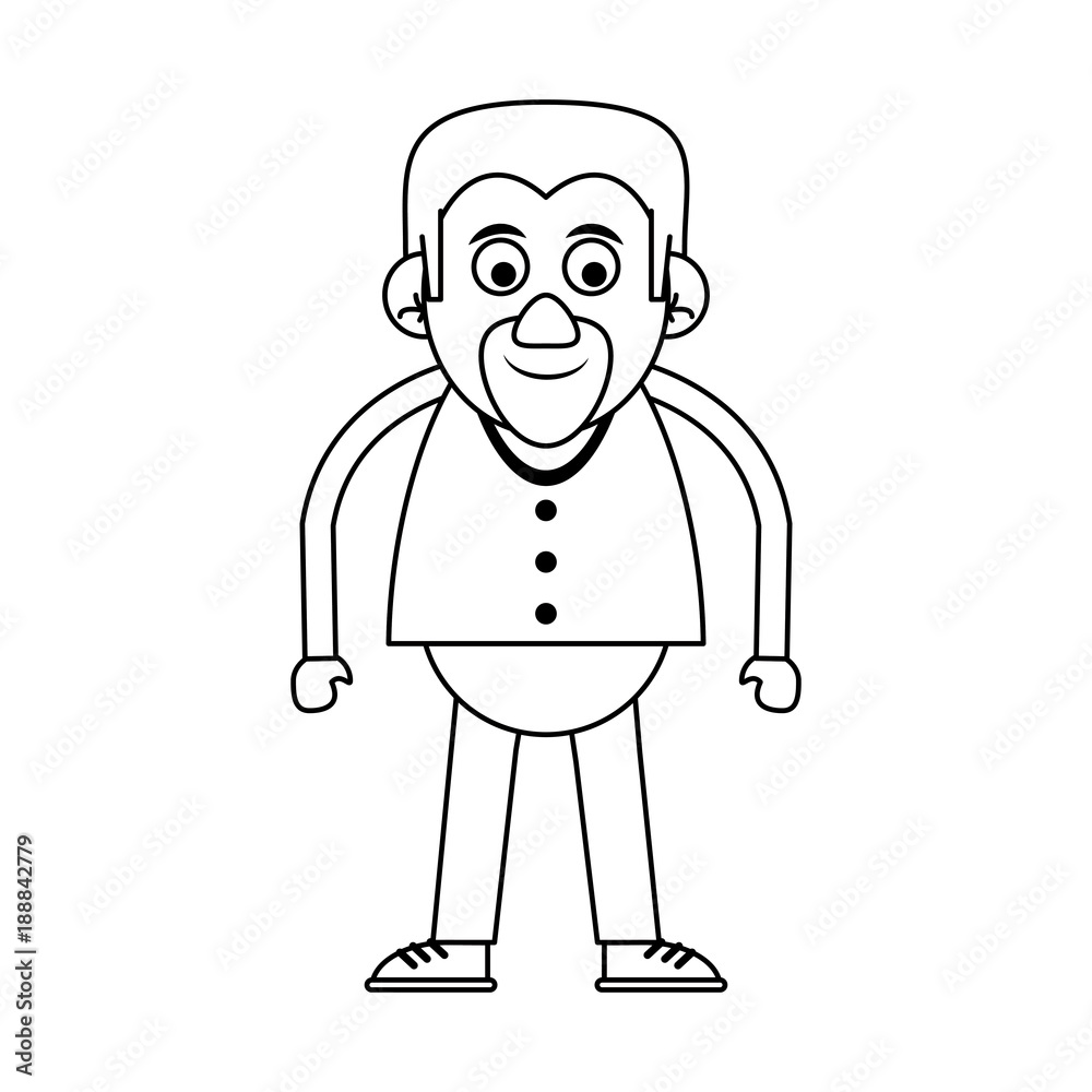 Cute grandfather cartoon walking stick icon vector illustration graphic design