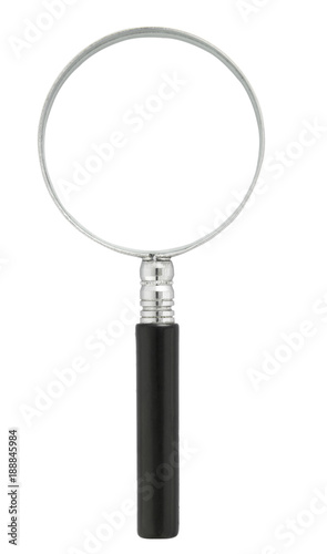 A magnifying glass or magnifying glass have a white background.