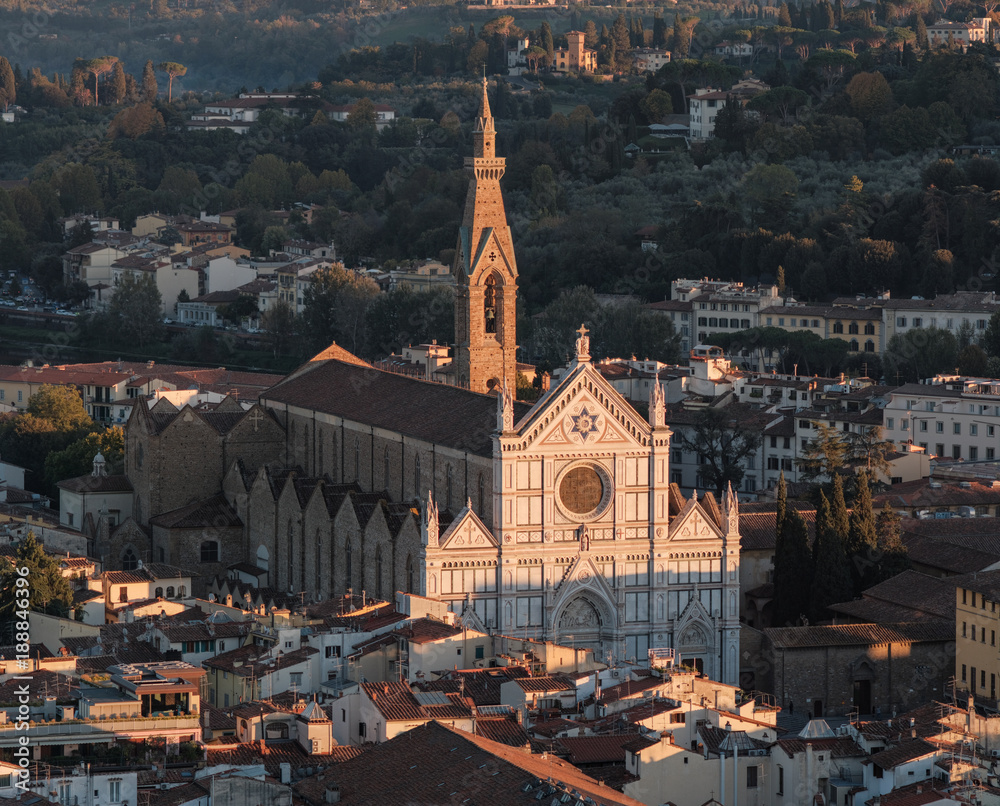 Basilica of Santa Croce at sunset, Florence
