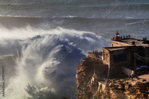 Vista do Farol da Nazaré no canhão da Praia do Norte photo