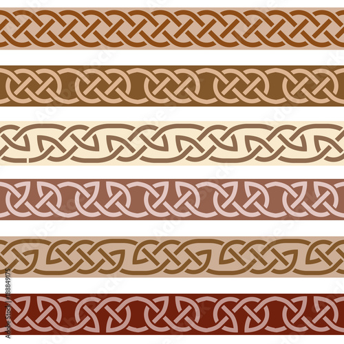 Set of decorative borders, celtic style ornament pattern