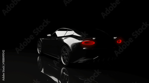 silhouette of black sports car on black