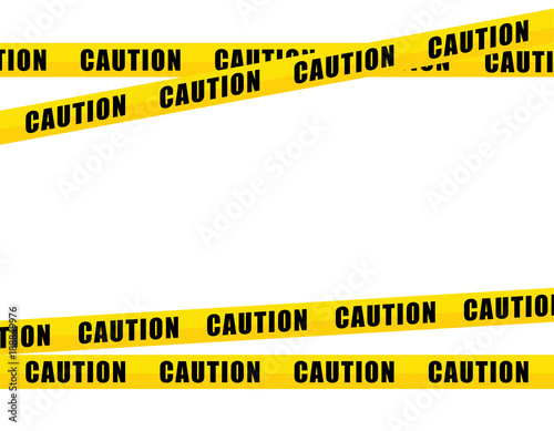 yellow caution tape, isolated on white background  photo