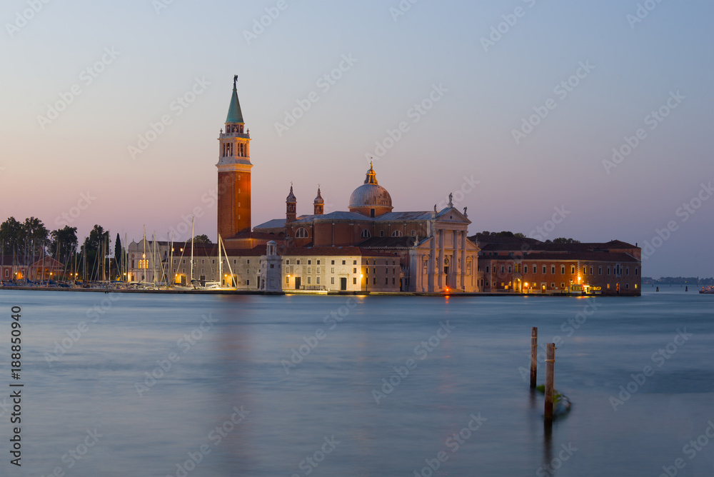 San Giorgio Magiore's cathedral early in the morning. Dawn in Venice