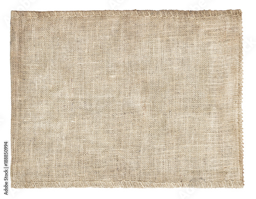 Background and texture of natural brown Sackcloth with Stitches Seam isolated on white background and with clipping path.