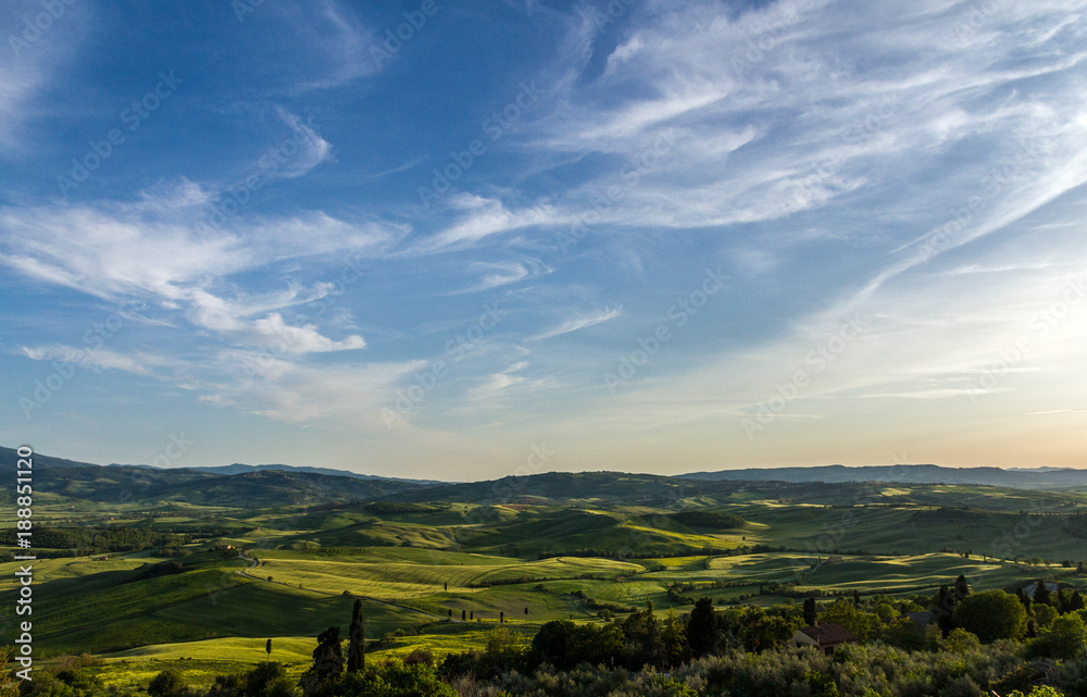A Fantastic View Of The Val D' Orcia At Sunset From Pienza