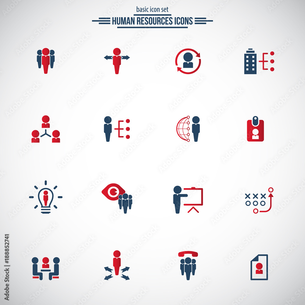 HR icons. Human resorces icon set . Business management universal set for web and mobile.