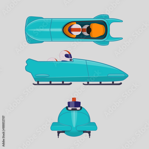 Bobsleigh for two athletes. Winter sports concept