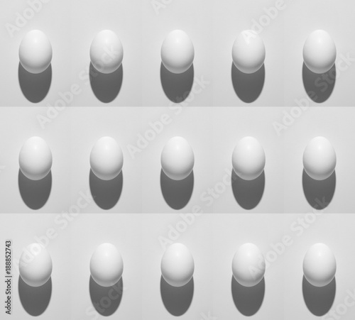 Abstract arrangement of eggs. Background of white eggs