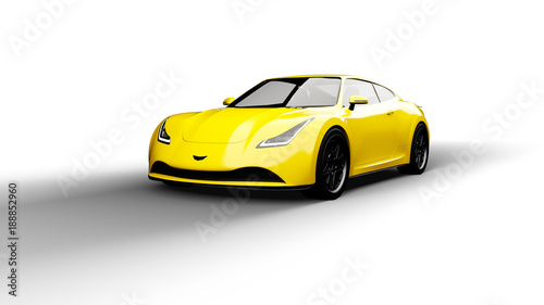 yellow sports car isolated on white background