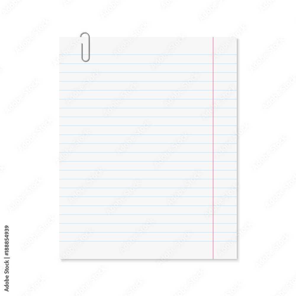 Vector realistic paper sheet blue lined Vector realistic paper sheet blue lined