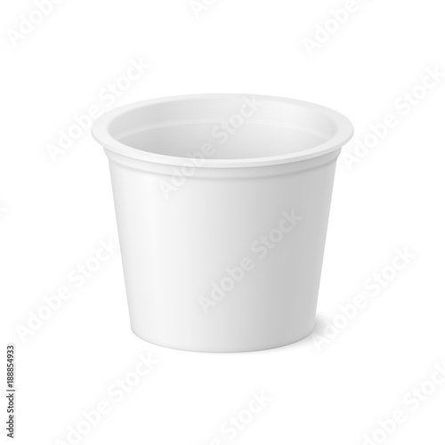 Vector realistic yogurt, ice cream or sour creme package on white backgrounnd.