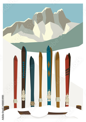 sci appoggiati al rifugio