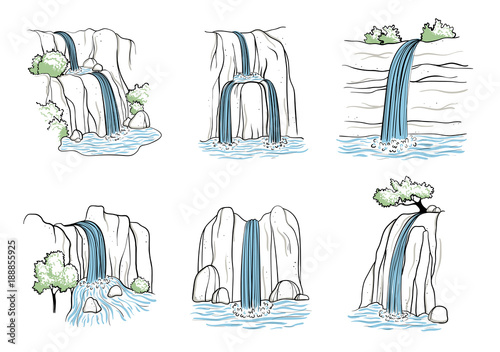 Vector illustration of waterfall.