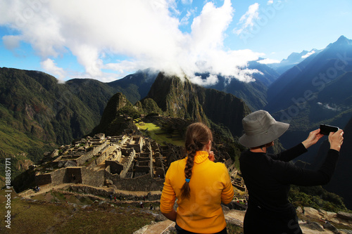 Peru Machu Pichu Travel Tourists Mother Daughter Mountain Panorama Advertisement commercial Work and Holiday