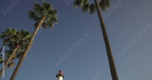 Long Beach - Pan Down And Tracking Of Parkers’ Lighthouse