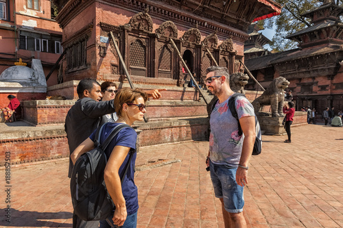 Tourist Group on Durbar Square, Kathmandu, Nepal photo