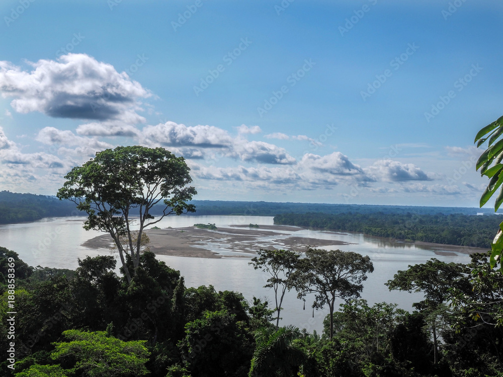 Fototapeta premium widok z góry na Amazonkę Napo, Park Narodowy Yasuni, Ekwador
