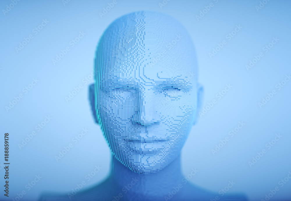 Futuristic human figures.3d huamna model, 3d digitally created illustration.