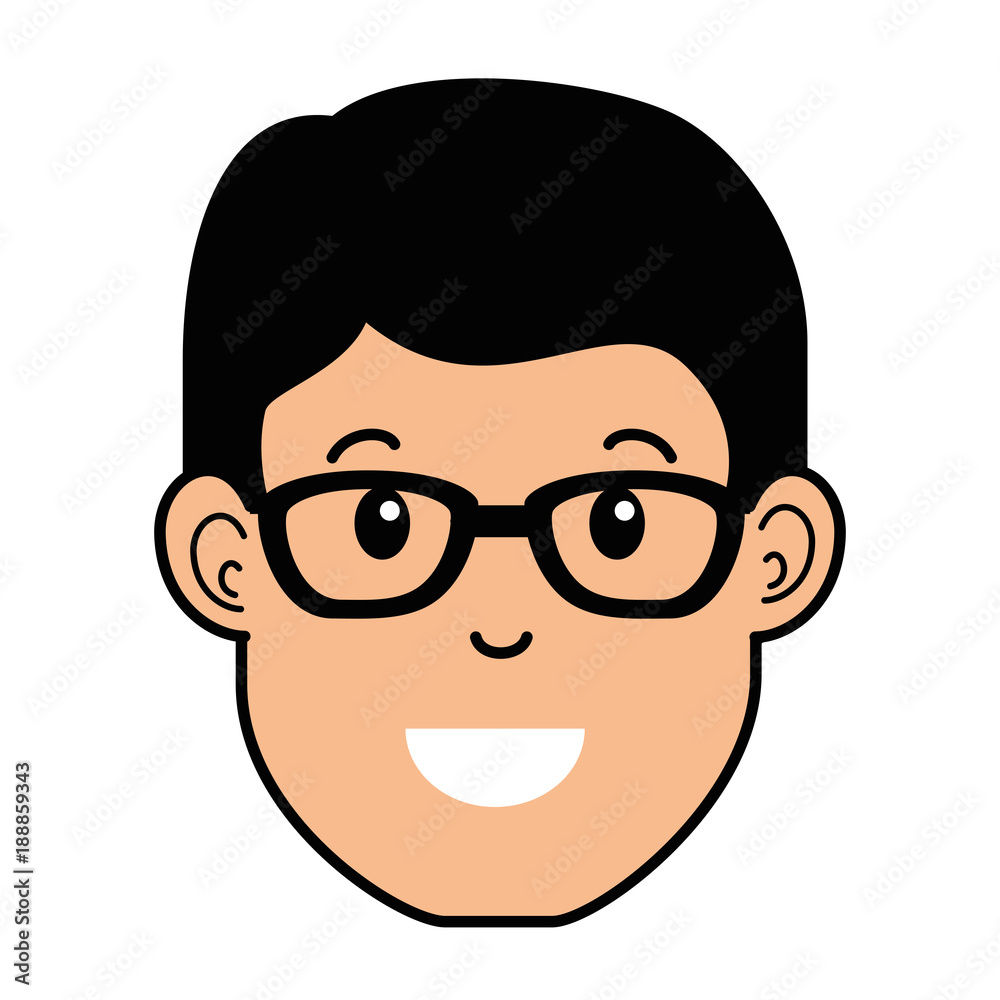 young man head avatar character vector illustration design