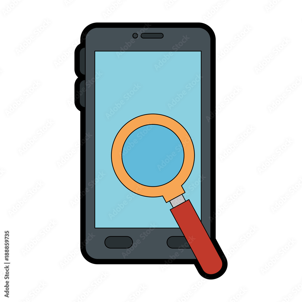 smartphone with magnifying glass vector illustration design smartphone with magnifying glass vector illustration design