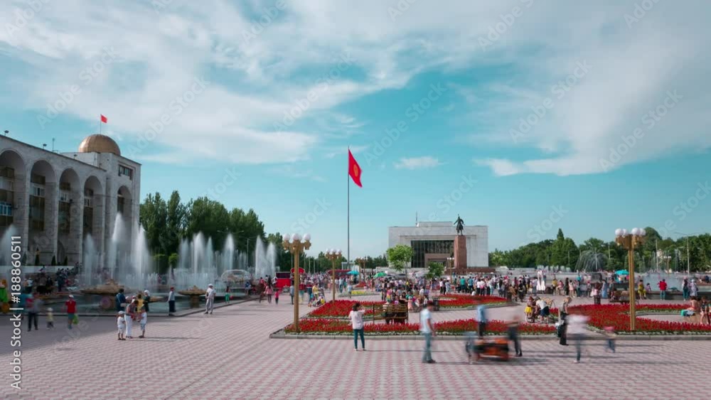 Kyrgyzstan Bishkek city square time lapse
