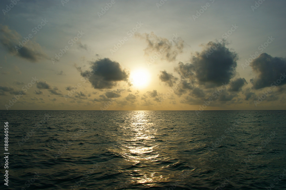 Ocean at sunset. Sea at sunset.