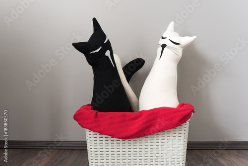 Decorative, black and white cat pillows - perfect gift photo