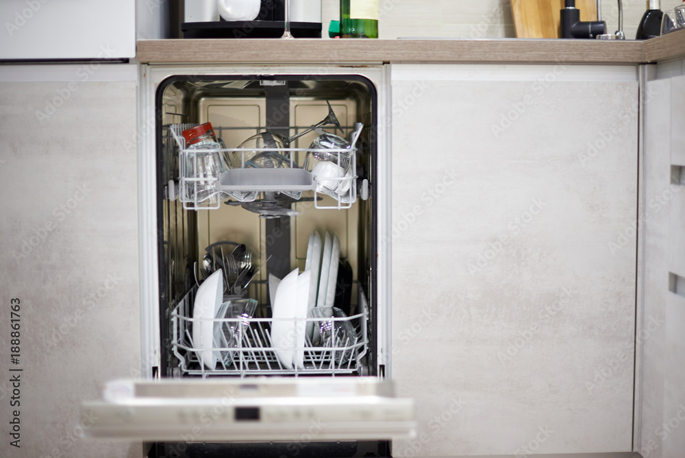 Dishwasher machine in modern kitchen Dishwasher machine in modern kitchen
