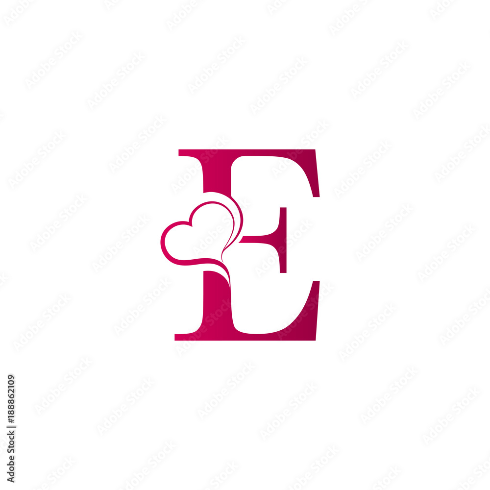 E letter logo with heart icon, valentines day concept Stock Vector ...