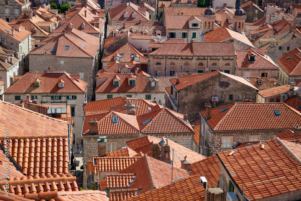 Terra cotta roof tops in Dubrovnik, Croatia