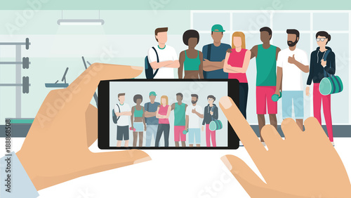 Sportspeople posing at the gym