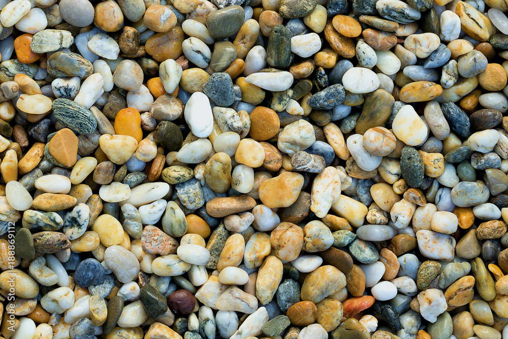 Gravel texture. Small stones, little rocks, pebbles in many shades of grey, white, brown, blue, yellow colour. Background of small wet stones in oval shape. Texture of little rocks from river or lake. Gravel texture. Small stones, little rocks, pebbles in many shades of grey, white, brown, blue, yellow colour. Background of small wet stones in oval shape. Texture of little rocks from river or lake.
