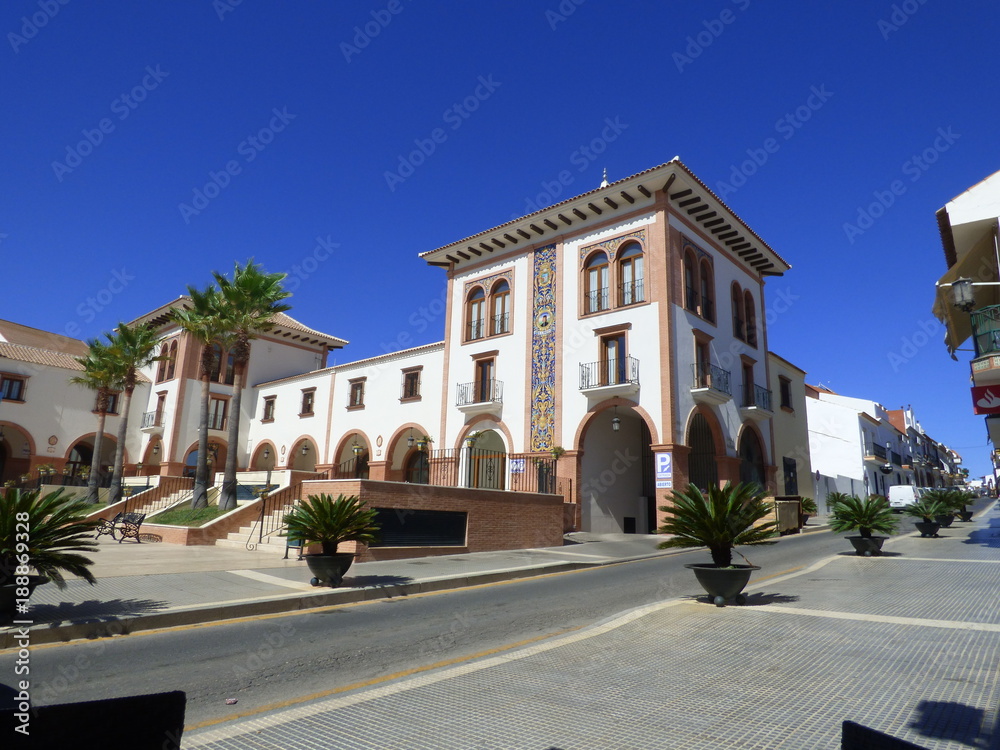Palos de la Frontera pueblo de Huelva en Andalucia,España, punto  de inicio del descubrimiento de America de Cristobal Colon