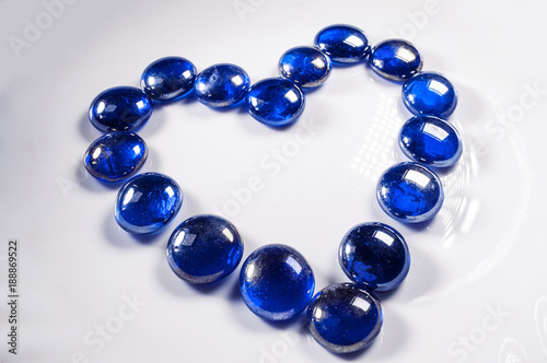 Valentine's heart from glowing gems sapphire color
