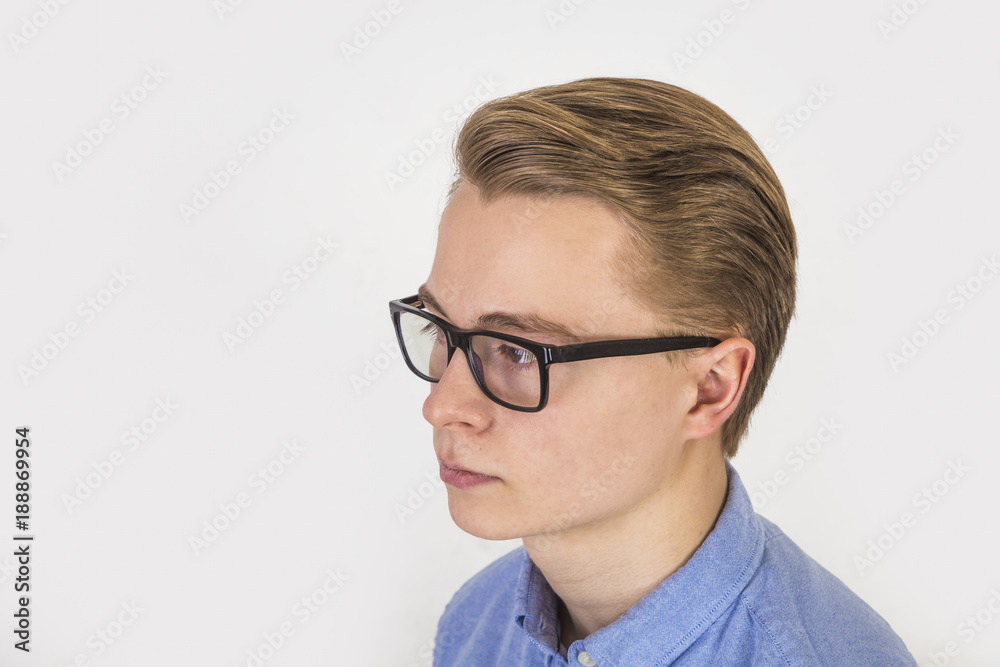 cute teenage boy with glasses