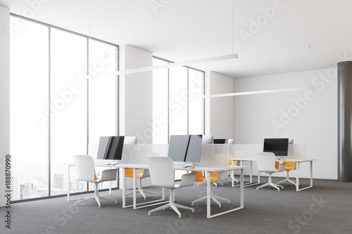 White modern open space office side
