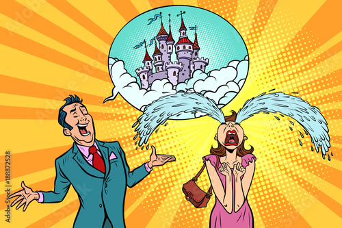Man woman tells the story of fairytale castles