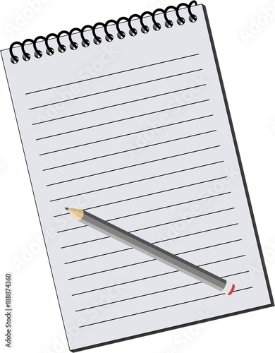 Paper notepad with pencil