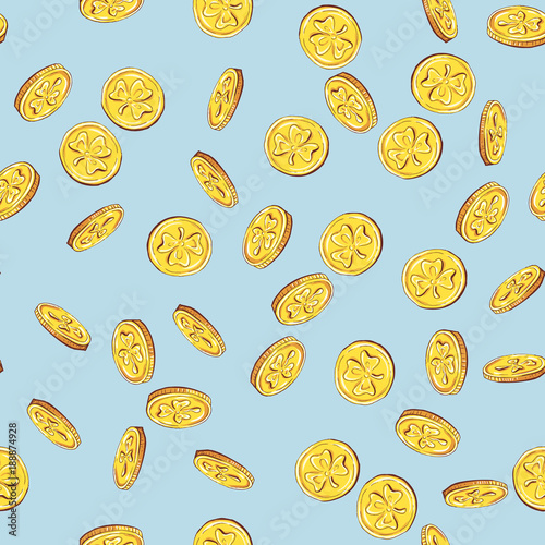 Fotografía Seamless pattern, clovers for St. Patricks Day, vector