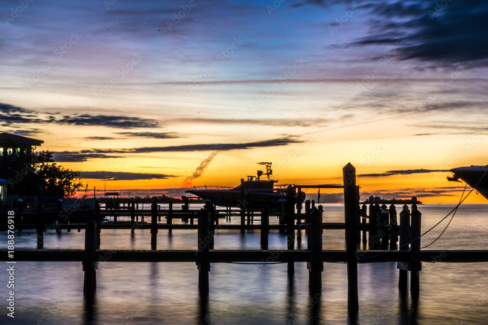Boat Dock and Pier at a Warm Sunset