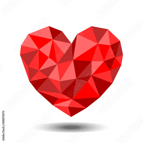 Red heart low polygonal